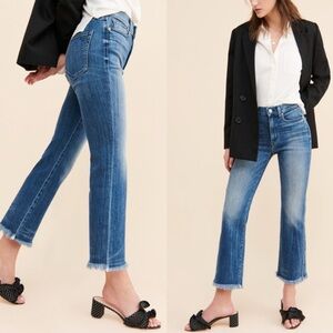 AYR The Bomb Pop Mid Rise Raw Hem Straight Leg Ankle Jeans Medium Wash Size 32L